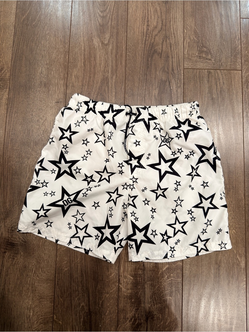 Dolce & Gabbana White Swim Shorts with Black Star Motif